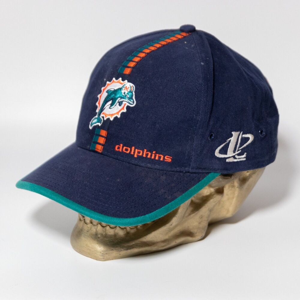 VTG y2k Miami Dolphins Logo Athletic Navy Strapback Hat NFL Football One Size